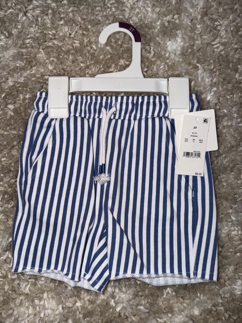Grayson mini 2T Blue and White Striped Toddler Shorts NWT Retail $8